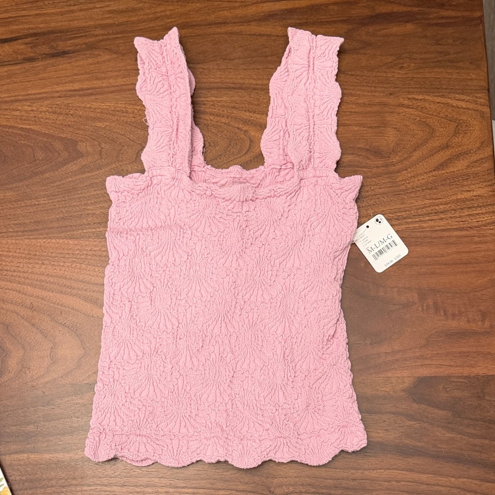 Free People Pink Textured Tank Top